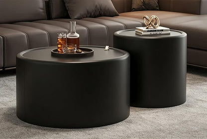 SSLine Set of 2 Black Round Nesting Coffee Tables by SSLine