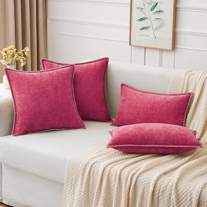 MIULEE Decorative Couch Throw Pillow Covers 18x18 Inch Hot Pink 2 Pack | - Image 5