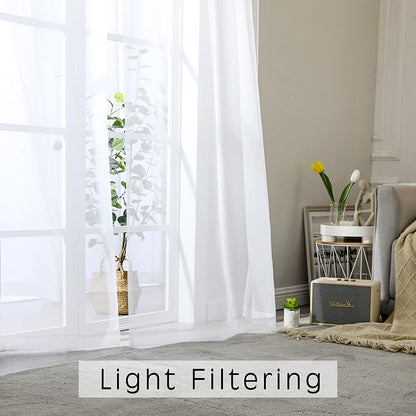 Sheer Curtains, Rod Pocket Voile Fimly Sheer Drapes - Image 3