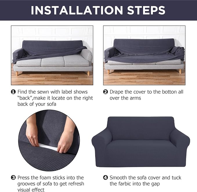 Peryiter 2 Pcs Sofa Covers Couch and Loveseat Covers Set Stretch Sofa Slipcover - Image 4