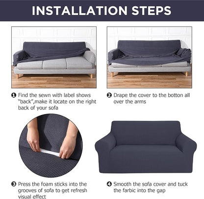 Peryiter 2 Pcs Sofa Covers Couch and Loveseat Covers Set Stretch Sofa Slipcover - Image 4