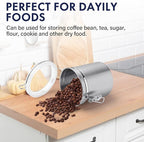 ENLOY 4-Piece Stainless Steel Airtight Food Storage Canister Set with Clear Lid, Containers Sets for Kitchen Counter for Sugar, Flour, Tea, Candy, Cookie, Spice, 28/32/38/65 oz
