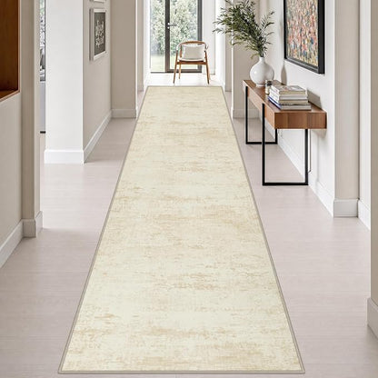 3x14 Washable Runner Rug：Modern Abstract Kitchen Soft Carpet Beige | by FXRHLP