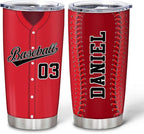 Hyturtle Personalized Baseball Tumbler Baseball Players Design Stainless Steel Double Walled Vacuum Insulated Tumblers 20oz30oz Coffee Travel Mug Cup Christmas Gift For Men Boys Friends Dad Sports Fan
