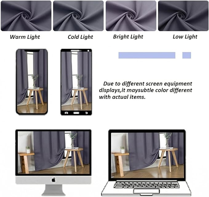 Simplebrand Ava Greyish Purple Short Blackout Curtains - Image 8