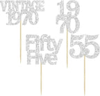 Gyufise 24Pcs 55th Birthday Cupcake Toppers Glitter Cheers to 55 Fabulous Fifty Five Vintage 1970 Cupcake Picks 55th Birthday Wedding Anniversary Party Cake Decorations Supplies Rose Gold