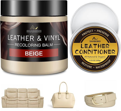 Leather Recoloring Balm with 100ml Mink Oil, Car Seats, Dye & Restorer by SHABEIBEI