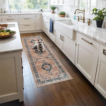 Washable 2x5 Hallway Runner Rug: Indoor Vintage Water Resistant Kitchen by HYHAOYUNLAI
