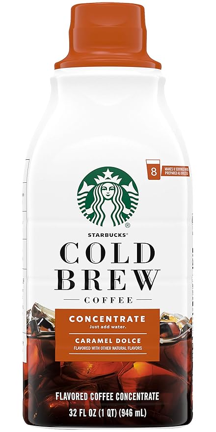 Starbucks Cold Brew Concentrate, 32 Fl Oz (Madagascar Vanilla + Caramel Dolce)