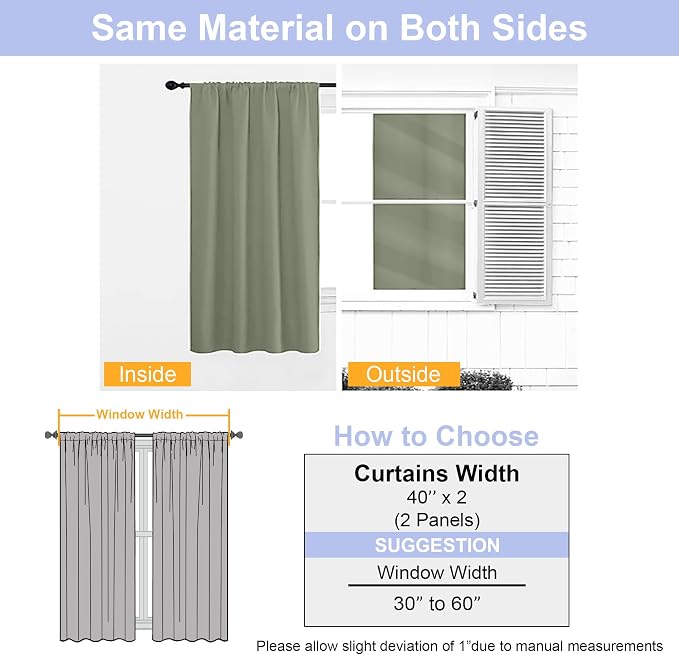 Simplebrand Ava Sage Green Short 36 Inches Blackout Curtain 2 Panels Set - Image 7