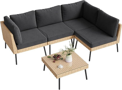 Aoxun 5-Piece Patio Furniture Set, Wicker Outdoor Furniture - Image 9