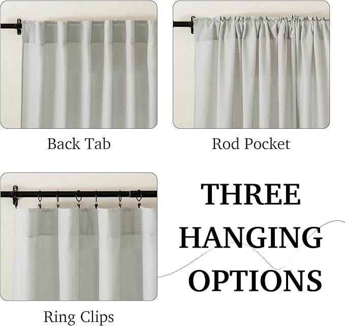 RYB HOME Linen Semi Sheer Curtains - Image 2