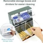 Bokelai Plastic Tea Bag Organizer with Lid - Large Capacity K Cup Holder Countertop & Desk Storage Station for Capsule, Creamer, Sugar Pods & Face Masks - Green/Clear
