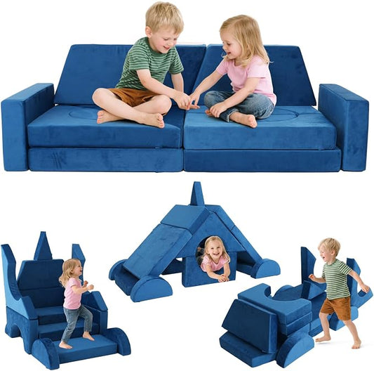 15 Pcs Modular Kids Play Couch, Toddler Couches That Fold Out, Plush Foam Chair by VIXLONOutdoorSlowTime