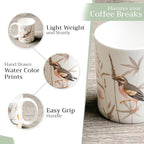Maison d' Hermine Coffee Mug with Handles Fine Bone China Mugs Pack of One Tea Cups for Hot Beverages Cappuccino Latte Home Office Perfect for Gift (Meadow Florals - Beige Meadow Sunrise, 15 Ounce)