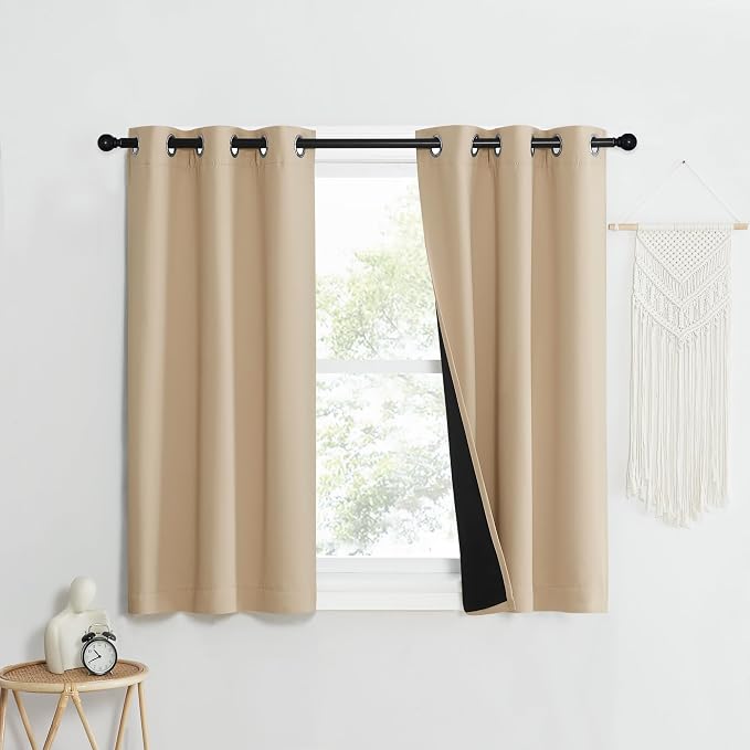 NICETOWN Bedroom Full Blackout Curtain Panels, 37 by 40-inch, Biscotti Beige - Image 2