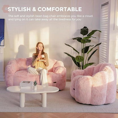 MAXYOYO Bean Bag Chair for Adults, Loveseat Floral Shaped Bean Bag Sofa - Image 4