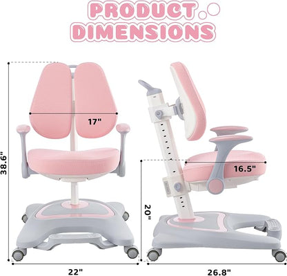 ERIYA Kids Desk Chair, Ergonomic Chair: Height-Adjustable, Double Back Support - Image 2