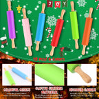 Dandat Small Rolling Pin Kids 12 Inch Mini Silicone Rolling Pin for Baking Non Stick Kids Dough Roller with Wooden Handle for Kitchen Cookie Pastry Fondant Cake 6 Colors (12 Pcs)