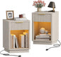 Akxomel Fluted Nightstands Set of 2, Wooden Night Stand by Akxomel