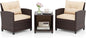 HAPPYGRILL 3 Pieces Patio Conversation Set, Outdoor Rattan Wicker Chairs & by HAPPYGRILL