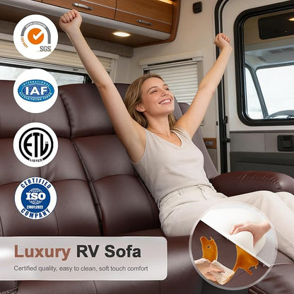 Reclining Loveseat, 55.1" RV PU Leather Wall Hugger Recliner Love Seats Sofa - Image 3