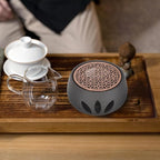 Ceramic Tea Pot Warmer Heater Set - Japanese Pottery Teapot Warmer Base With Light Candle Holder - Stove Warmer for Coffee Cup and Tea Set