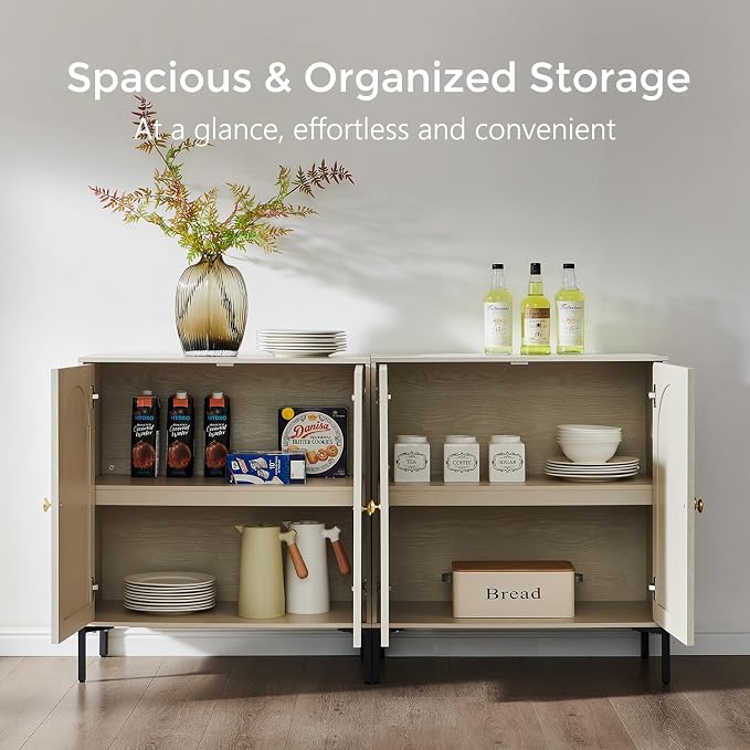 IFBUY Modern Sideboard Buffet Cabinet, 92.63" W Fluted Arched Buffet Cabinet - Image 3