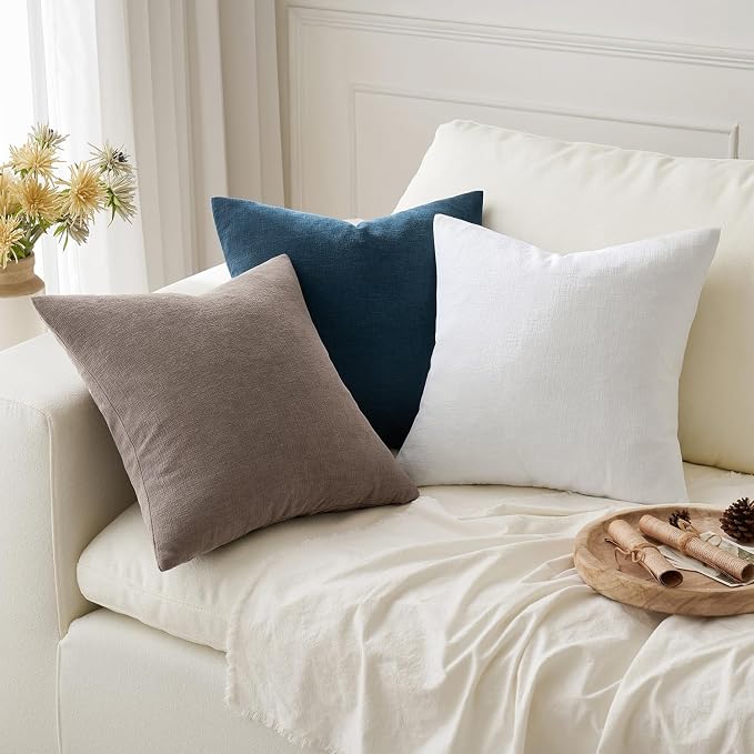 MIULEE Brown Chenille Couch Throw Pillow Covers, 20x20 | Set of 2, Farmhouse - Image 5