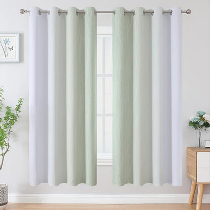 Sage Green and Greyish White Ombre Blackout Curtains - Image 2