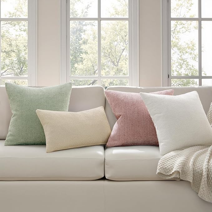 MIULEE Decorative Couch Throw Pillow Covers 16x16 Inch Neutral Cream 2 Pack | - Image 3