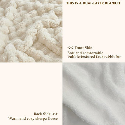 60x80 Inches Ultra-Soft Fuzzy Faux Fur Plush Twin Size Blanket - Image 3