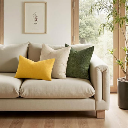 MIULEE Yellow Chenille Couch Throw Pillow Covers, 20x20 | Set of 2, Soft - Image 3
