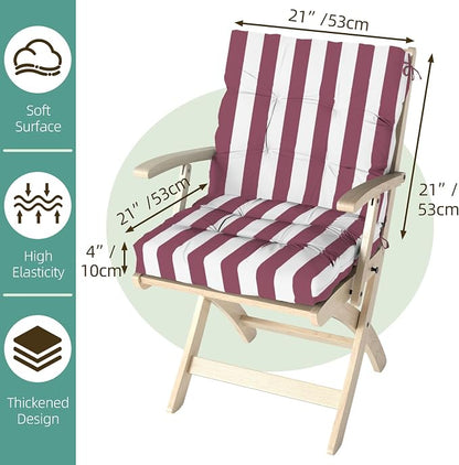 Outdoor Chair Cushion, High Back Soft Seat Pad, Indoor Outside Use, - Image 9