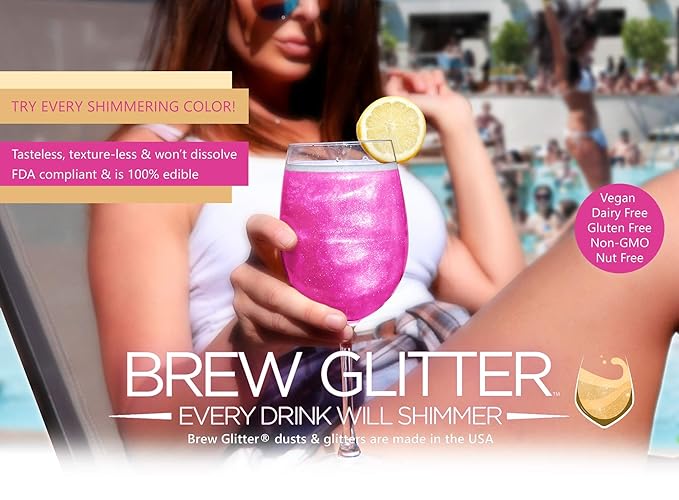 Bakell's Red Brew Glitter (45 Grams, 1x Shaker Jar) | Vibrant Edible Glitter for a Dramatic Touch to Your Beverages!