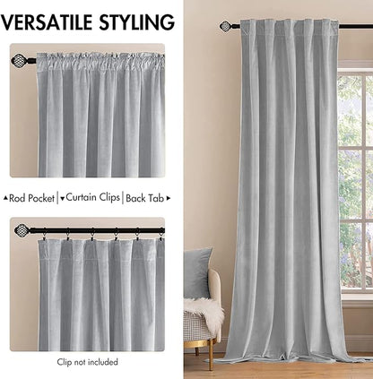 MIULEE Greyish White Velvet Blackout Curtains 52x96 inches 2 Panels | Luxury - Image 2