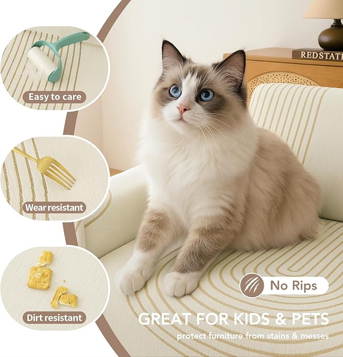 Couch Cover for Dogs, Boho Sofa Covers for 3 Cushion Couch, Chenille Sofa - Image 3
