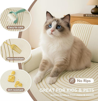 Couch Cover for Dogs, Boho Sofa Covers for 3 Cushion Couch, Chenille Sofa - Image 3