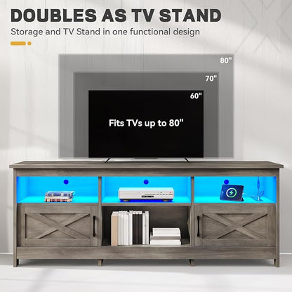 YITAHOME TV Stand for 80/75/70 Inch TVs, Farmhouse Entertainment Center - Image 6