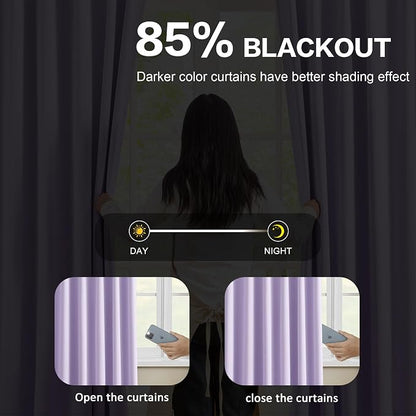 Lilac Light Purple Room Darkening Curtains, Pinch Pleat - Image 3