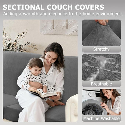 Arfntevss Sectional Couch Covers L Shape Couch Cushion Covers Slipcovers Fitted - Image 2