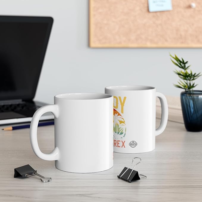 11 OZ Novelty Coffee Mugs - Christmas Gift (Daddy Saurus Rex Theme)