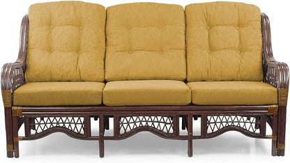 Malibu Lounge Set of 4: 2 Natural Rattan Wicker Chairs, Three-Seater Sofa - Image 10