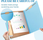 24 Pcs Classification Folders Letter Size, Back to School Supply for Teacher, Student, 2 Pocket Dividers Pressboard File Folder Bulk with 2 Fasteners, 2 in Expanding File Organizer (Blue)