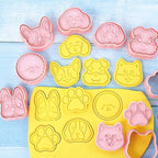 8 Dog Cookie Cutters Set, 3D Puppy Cookie Stamps, Cupcake Pancake Apple Pie Pastry Biscuit Molds, Cookie Baking Molds for Dog Party Decorations (Puppy-1)