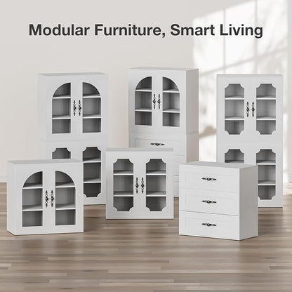 Buffet Cabinet with Storage, 63“ Modular Accent Sideboard Modern Credenza with - Image 9