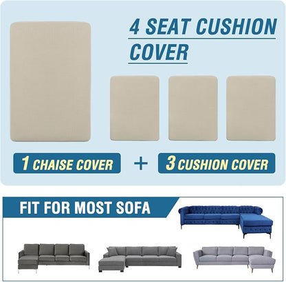 H.VERSAILTEX Sectional Couch Covers 4 Pieces Sofa Seat Cushion Covers L Shape - Image 8