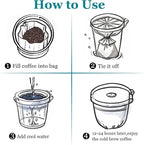 Yzurbu 100pcs 16''x20'' Cold Brew Coffee Filter Bags, No Mess Disposable Filter Bag with Straps for Coffee Shop 5-Gallon Systems