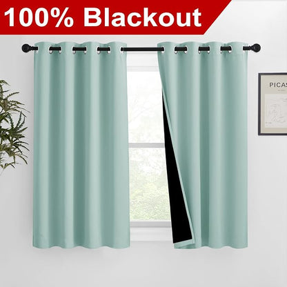 NICETOWN 100% Blackout Curtains 54 inches Long, Double-Deck Completely Blackout - Image 2