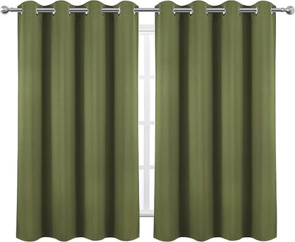 Blackout Curtains 52 x 45 inch/Olive Green Curtains Set of 2 Panels/Thermal - Image 2